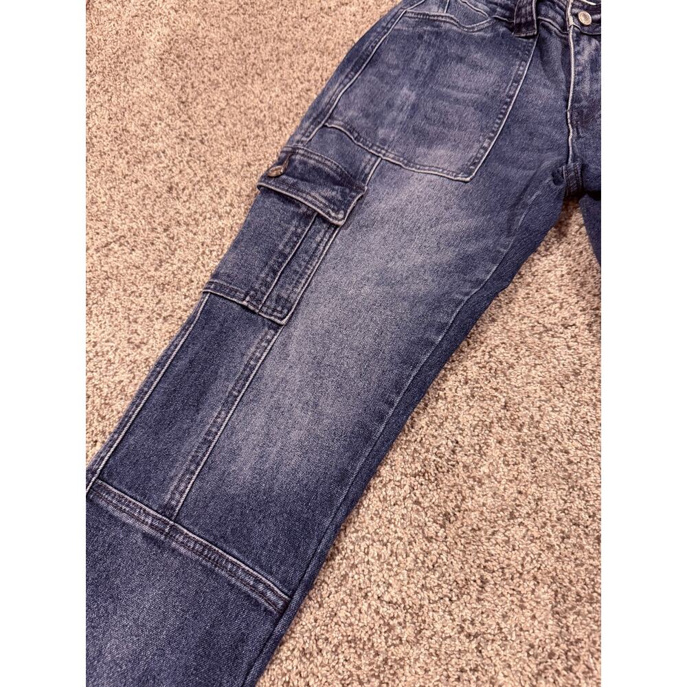 KanCan Avery Straight Leg Denim Cargo Jeans 0/23 - Picture 7 of 10